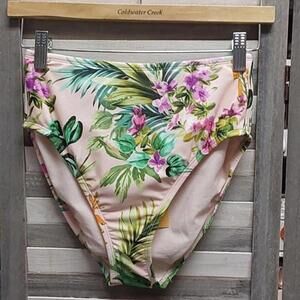 Women's Botanical Floral Print Bikini Bottom | Kona Sol | Large (12/14)